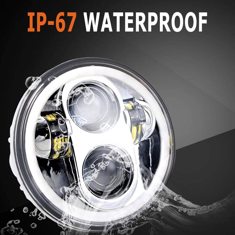 ZZJAUBI Chrome Motorcycle Headlight, 5-3/4inch Round Projector Headlight with White DRL compatible with XL883N/FLSTS/XG750/FXDWG/XL1200V - Image 4